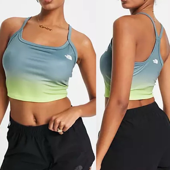 The North Face Tops - The North Face Printed Dune Sky Tanklette Top in Goblin Blue Ombré Sky